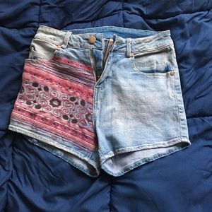 Patterned Jean Shorts